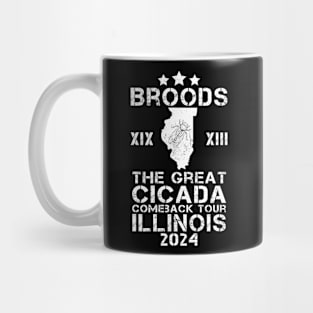 Great Cicada Comeback Tour Illinois 2024 Cicada Broods XIII and XIX Mug